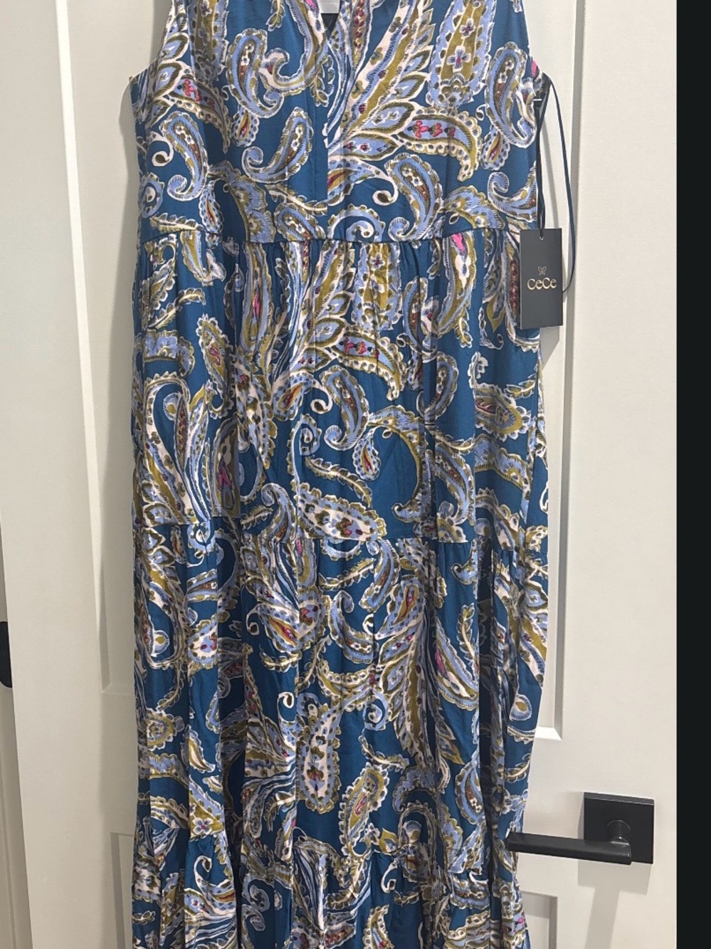 CeCe Teal Paisley Maxi Skirt